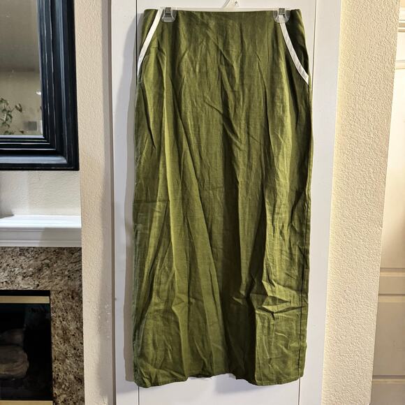 HOUSE OF HARLOW 1960 Linen Blend GREEN TWO PIECE Skirt SET Size Small - Picture 7 of 9